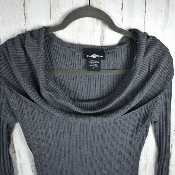 Y2K vintage gray ribbed sweater top junior's extra slim fit size large Coquette - Picture 6 of 7